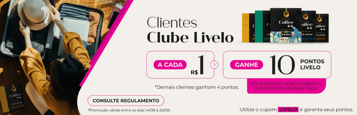 Ganhe até 10 pontos Livelo a cada R 1 em em compras no Coffee