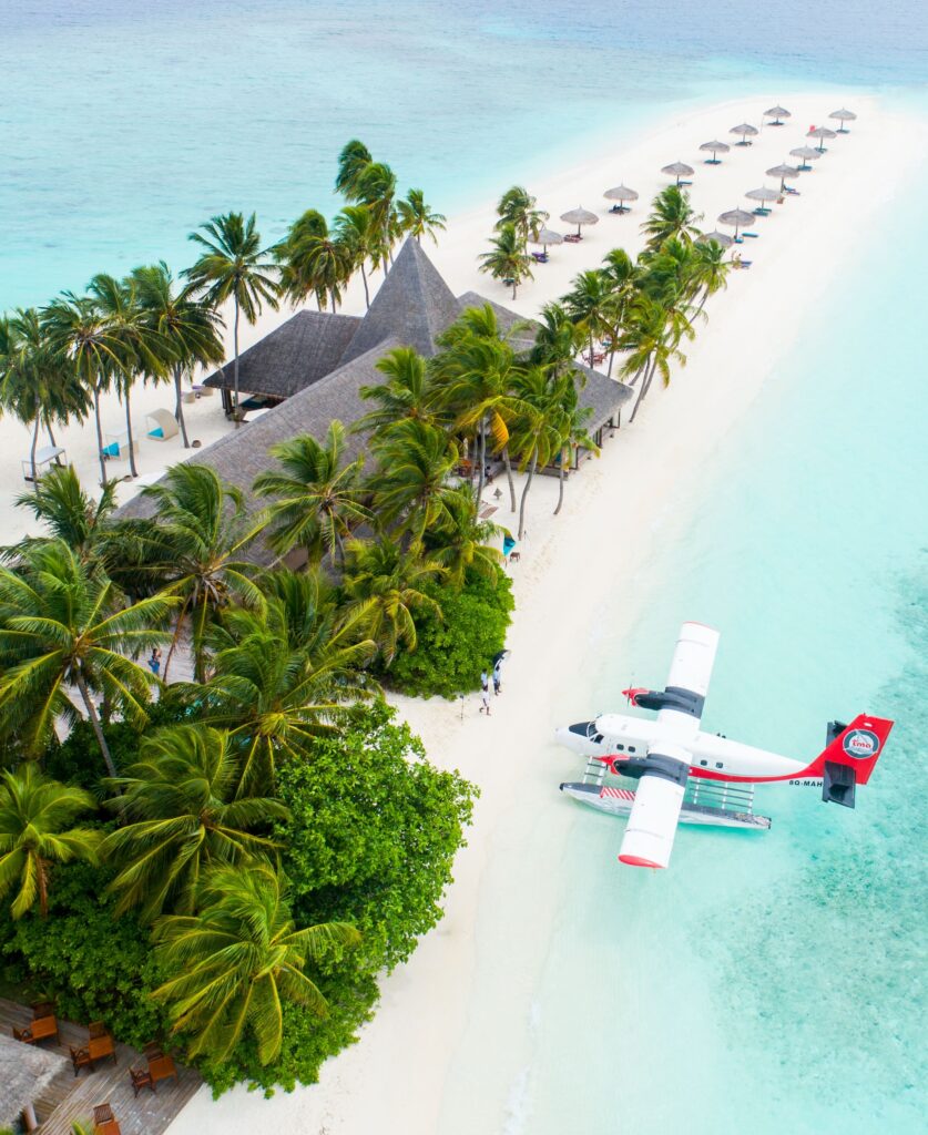 O hidroavião é um transporte bem comum nas Maldivas
