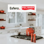 cozinha branca com panelas vermelhas com logo esfera polishop