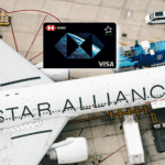 cartão de crédito hsbc sobre o avião da star alliance