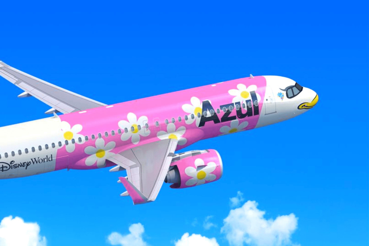 Aeronave florida rosa com logo da Azul