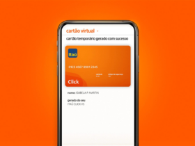celular mostrando cartão virtual do Itaú