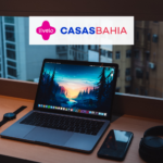 Notebook com logo Livelo e Casas Bahia