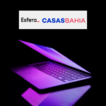 notebook com logo Esfera e Casas Bahia