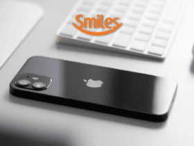 Iphone com logo Smiles mais de 90 mil milhas Smiles no Shopping Smiles