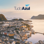 vista da cidade do alto com logo TudoAzul compra de pontos TudoAzul