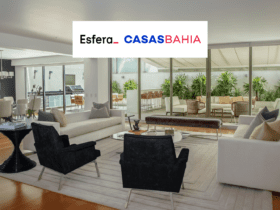 cômodo de casa com logo Esfera e Casas Bahia 10 pontos Esfera