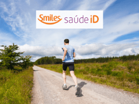 pessoa se exercitando correndo com logo Smiles e Saúde ID