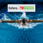 nadador dentro de uma piscina com logo Esfera e Centauro 8 pontos Esfera