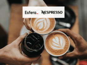 copos de café com logo Esfera e Nespresso 14 pontos Esfera