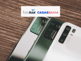 Smartphones com logo TudoAzul e Casas Bahia 6 pontos TudoAzul