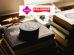produto Alexa sobre a mesa com logo Livelo e Polishop 10 pontos Livelo