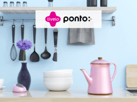 utensílios domésticos coloridos com logo Livelo e Ponto 8 pontos Livelo