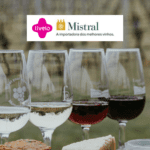 taças com vinhos diferentes e logo Livelo e Mistral 10 pontos Livelo
