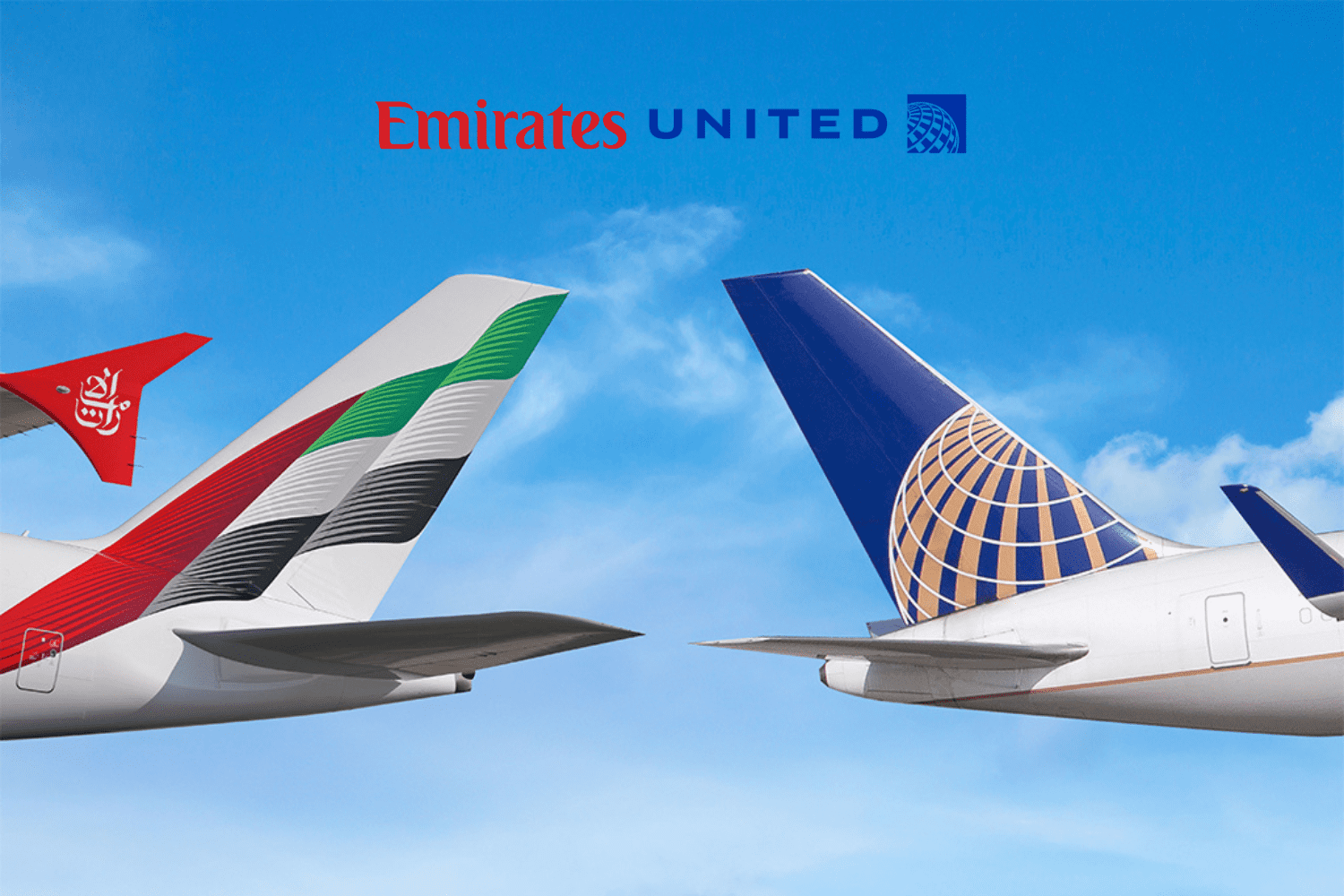 aviões da Emirates e United com logo das empresas