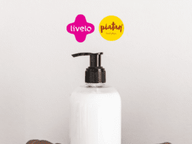 pote de produto cosmético com logo Livelo e Piatan 15 pontos Livelo