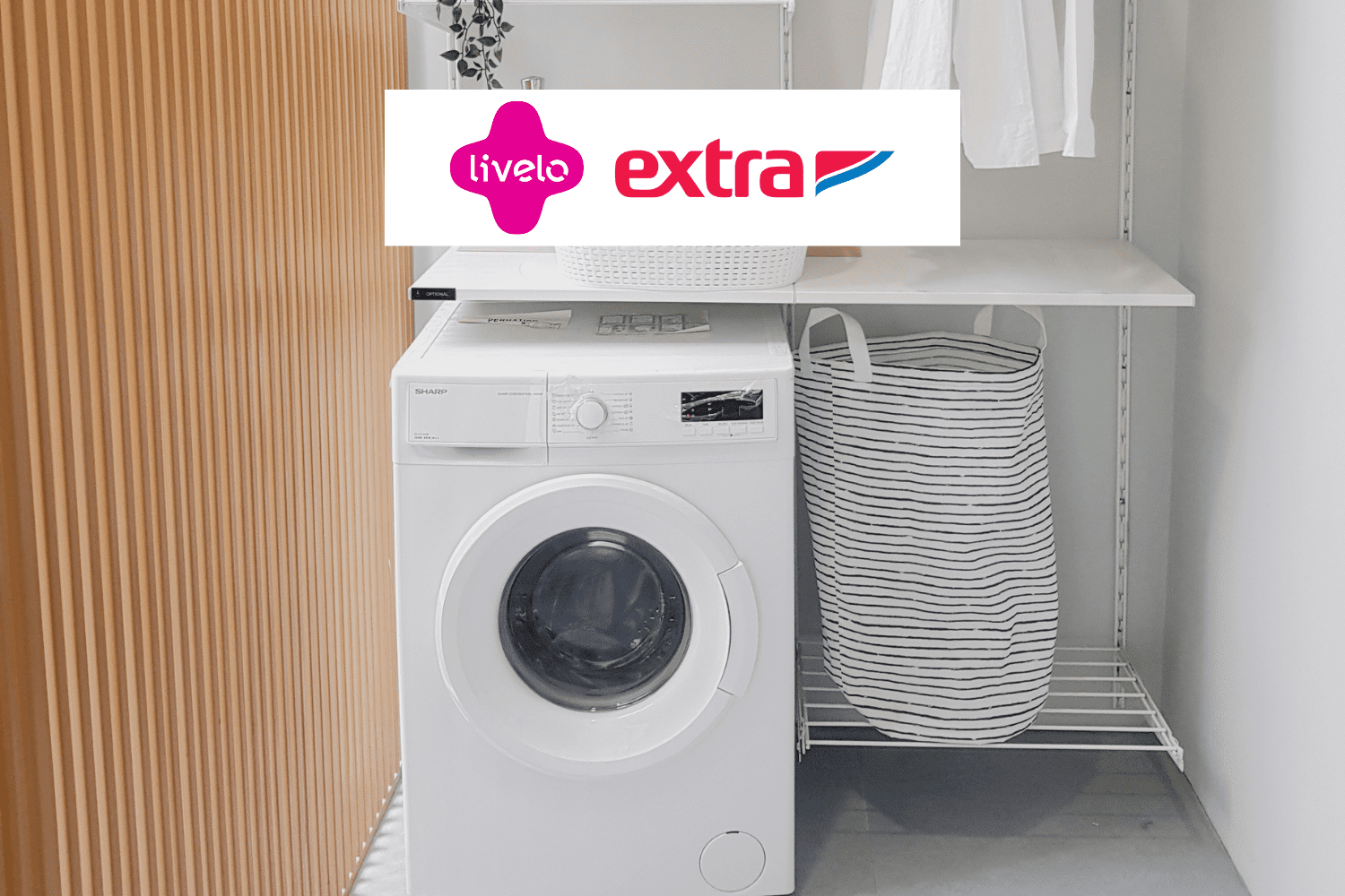 Máquina de lavar com logo Livelo e Extra 10 pontos Livelo