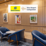 sala vip com logo Banco do Brasil e Visa Airport Companion