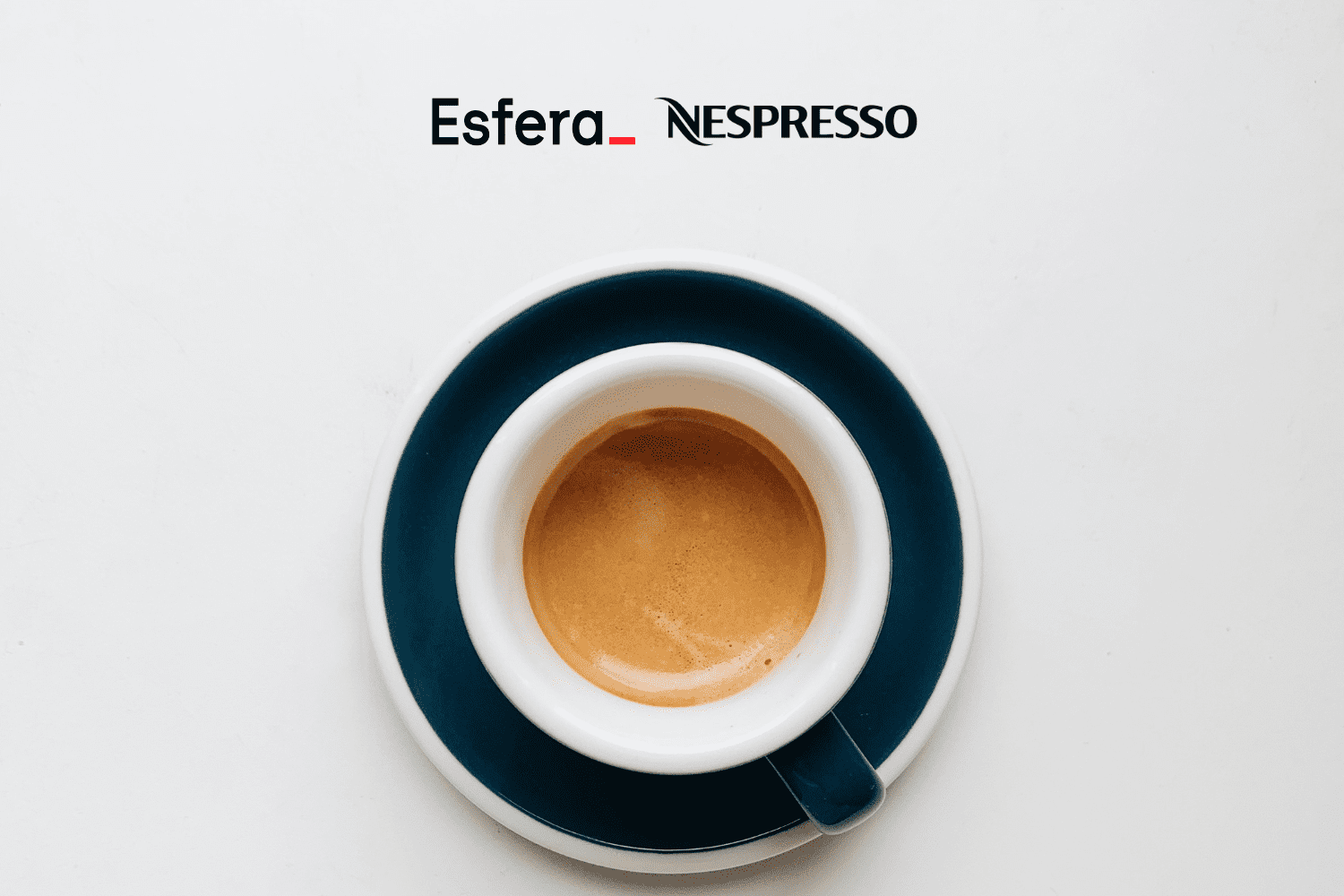 xícara de café expresso com logo Esfera e Nespresso 7 pontos Esfera