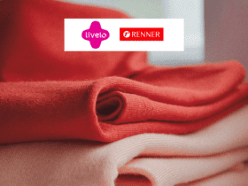 roupas vermelhas dobradas com logo Livelo e Renner 10 pontos Livelo