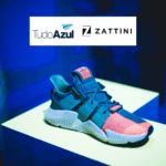 sapato colorido em azul e rosa com logo TudoAzul e Zattini 10 pontos TudoAzul