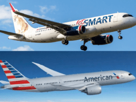 aviões da American Airlines e JetSMART