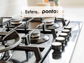bocas de um fogão com logo Esfera e Ponto 10 pontos Esfera