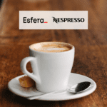 xícara de café com logo Esfera e Nespresso 11 pontos Esfera