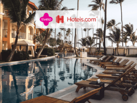 piscina de hotel com logo Livelo e Hoteis.com 10 pontos Livelo