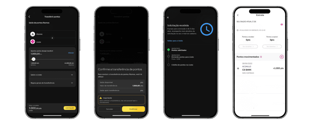 como transferir ponto c6 bank para livelo
