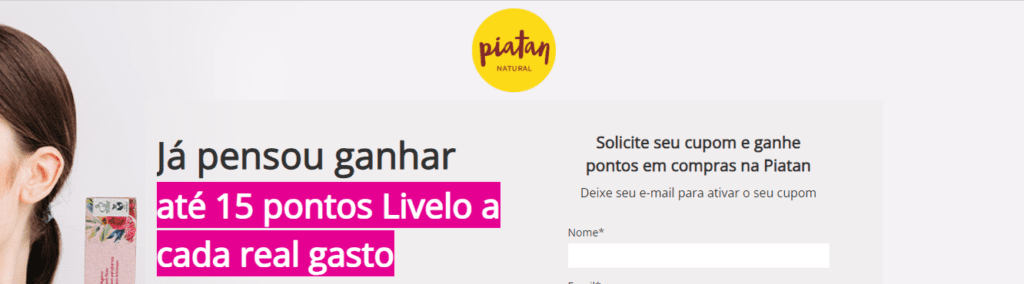 até 15 pontos Livelo com Piatan Natural