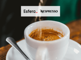 xícara de café com logo Esfera Nespresso 5 pontos Esfera
