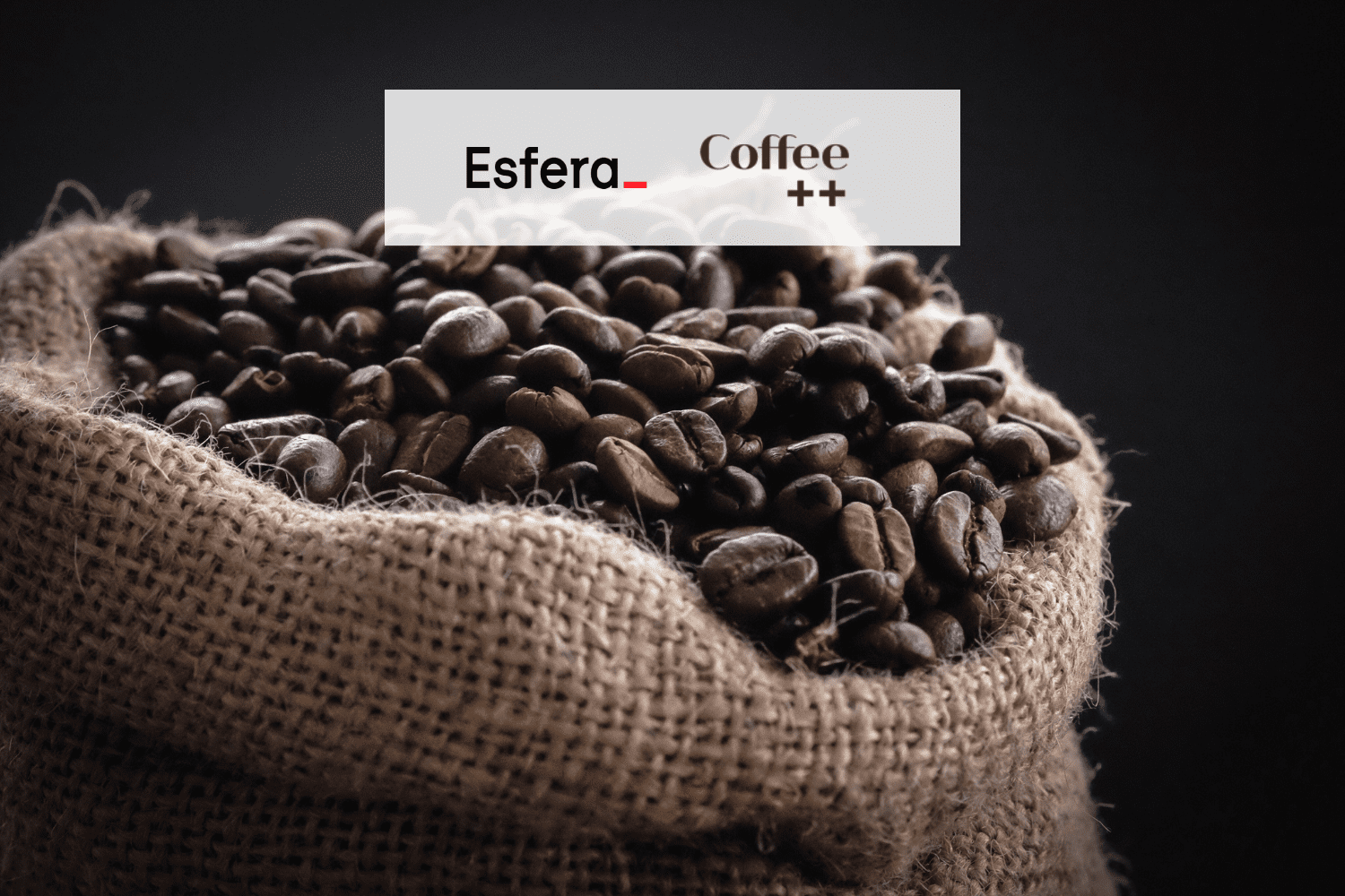 grãos de café com logo Esfera e Coffee++ 11 pontos Esfera