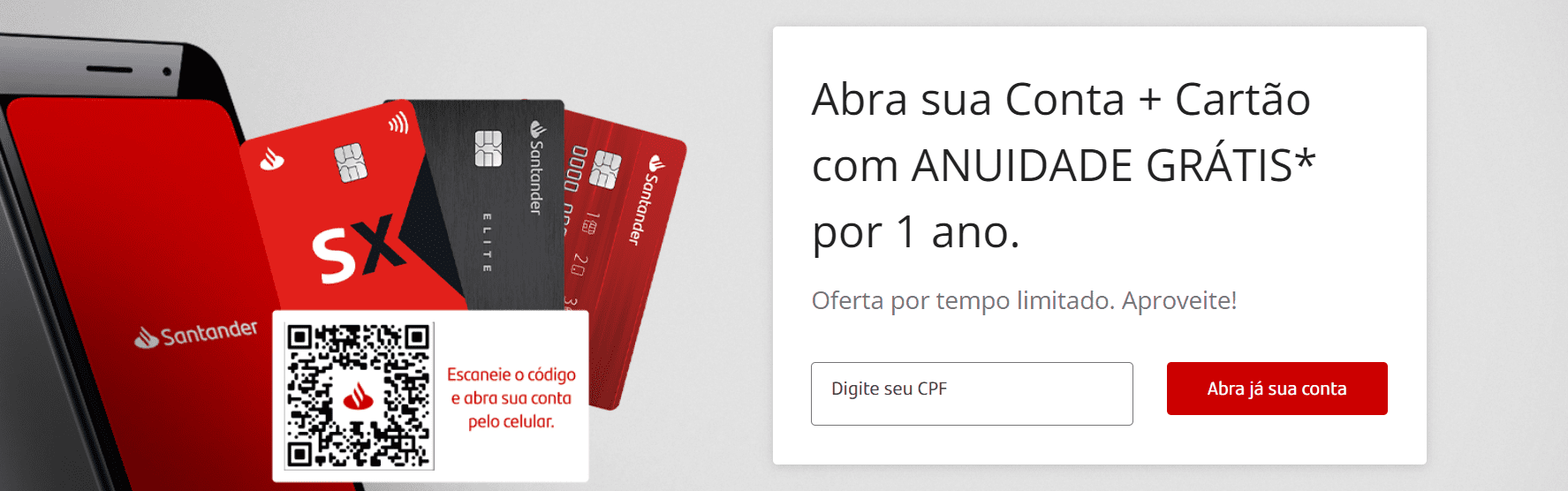 Promoção Santander isenta anuidade de cartões