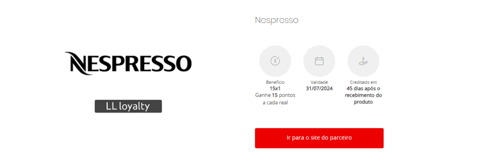 até 15 pontos Esfera com a Nespresso