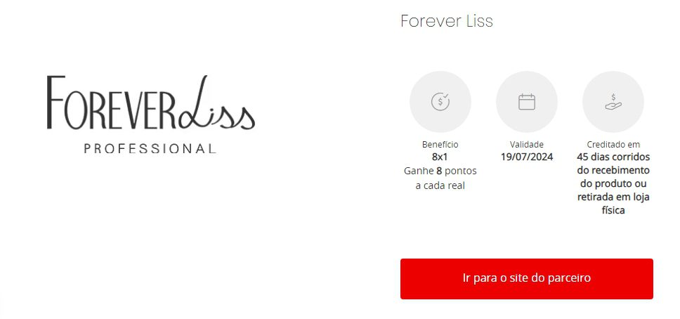 Receba 8 pontos Esfera por real na Forever Liss