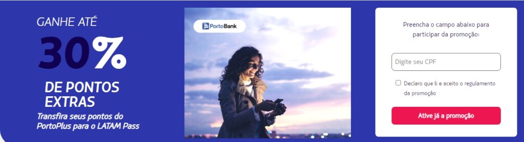 Ganhe até 30% de bônus Latam Pass com o PortoPlus