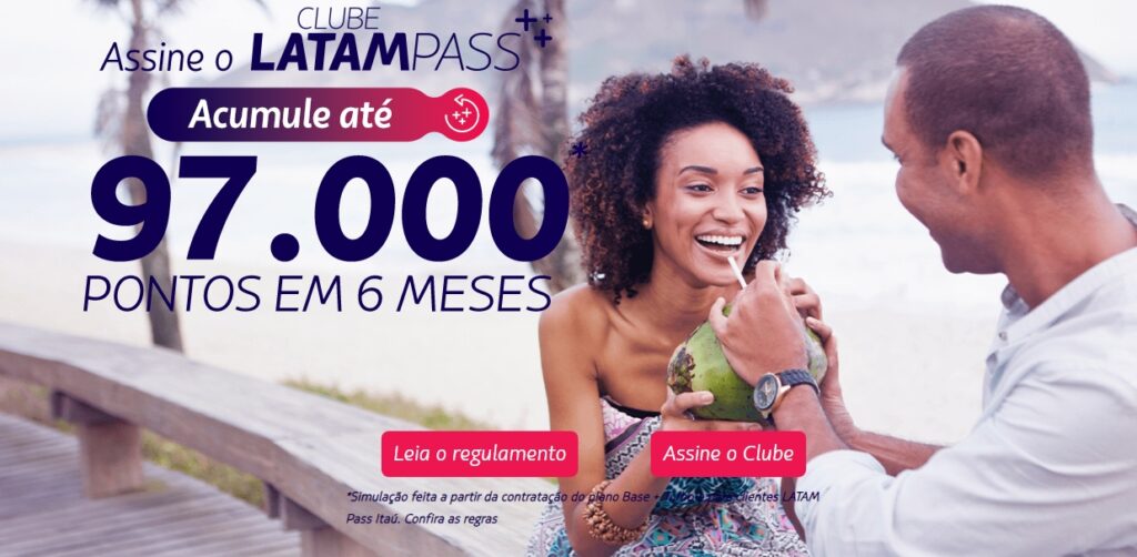 Leve até 97 mil pontos Latam no Clube Latam Pass
