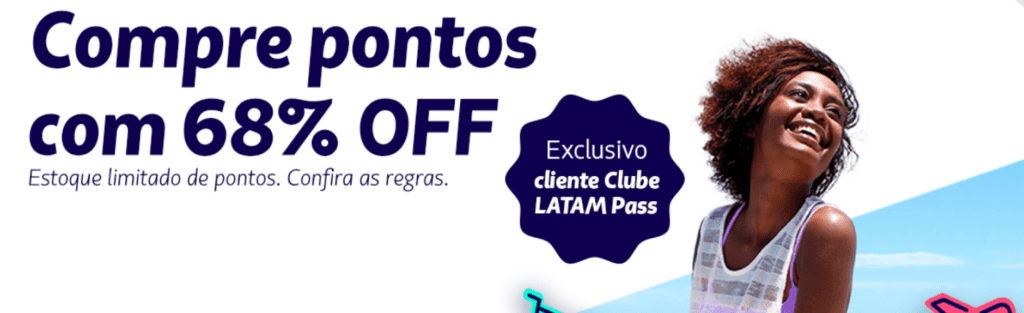 Compre pontos Latam Pass com até 68% OFF