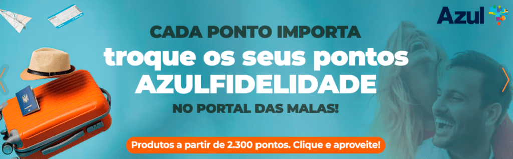 Consiga até 15 pontos Azul a cada R$1,00 em compras no Porta Malas.