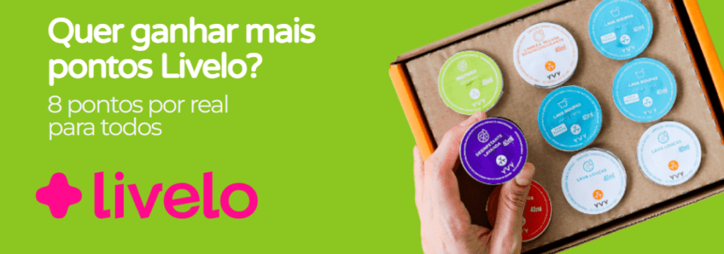 Compre os produtos da Yvy e ganhe 8 pontos Livelo por real gasto!