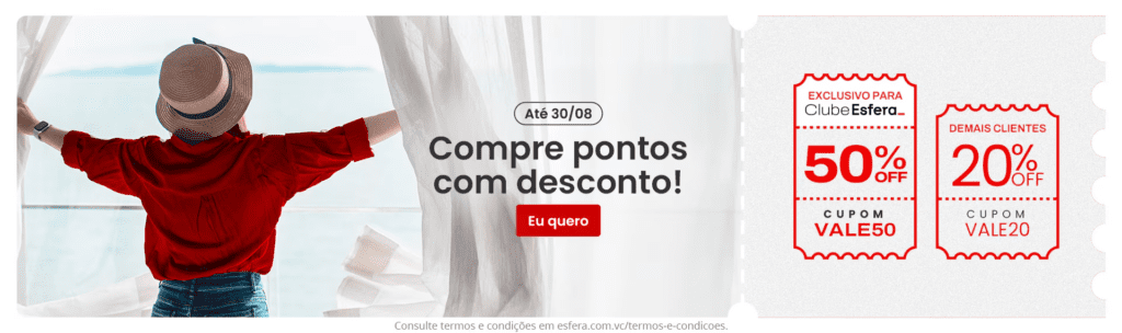Faça sua compra de pontos na Esfera com até 50% de desconto