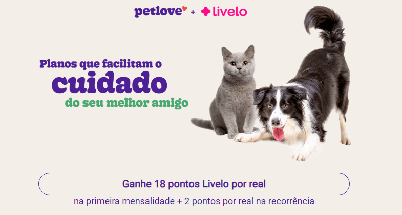 Ganhe até 18 pontos Livelo por real gasto na Petlove