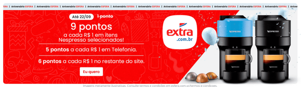 até 9 pontos Esfera com o Extra
