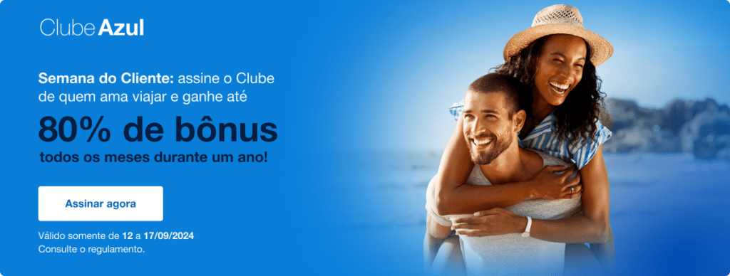 Participe do Clube Azul e ganhe 80% de bônus durante um ano