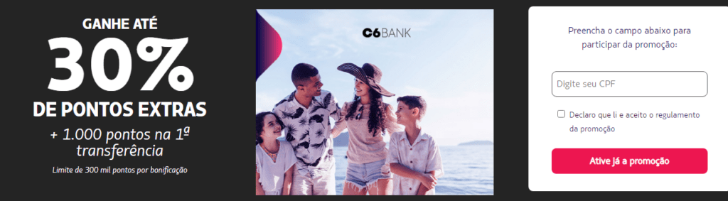 Ganhe até 30% de bônus Latam Pass enviando pontos C6Bank