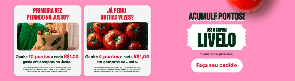 Ganhe até 10 pontos Livelo por real gasto na Justo
