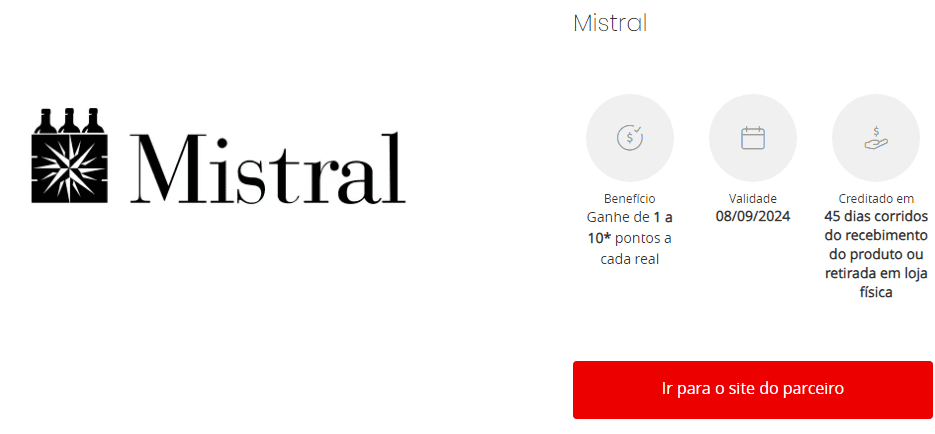 Acumule até 10 pontos Esfera por real com a Mistral