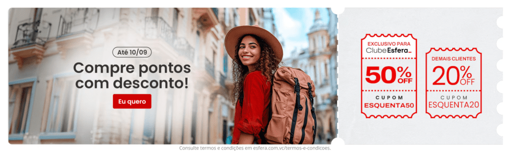 Realize a compra de pontos Esfera com até 50% OFF