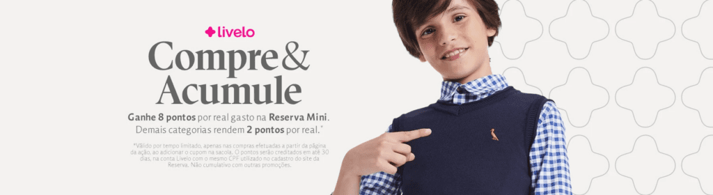 até 8 pontos Livelo com a Reserva